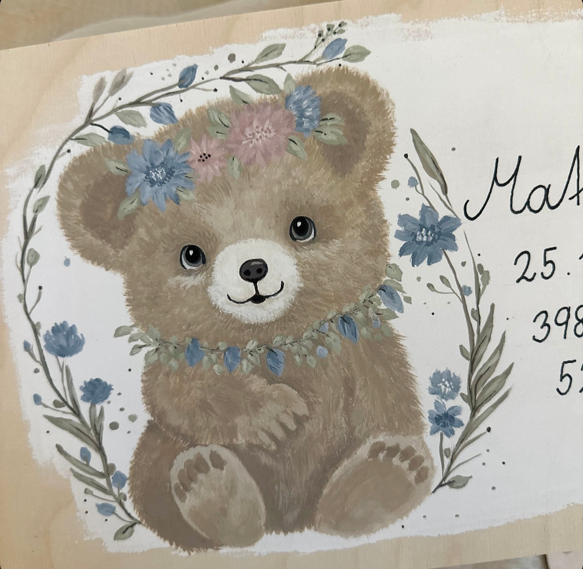 Spielzeug- und Erinnerungskiste - Bärchen mit Blumenkranz
